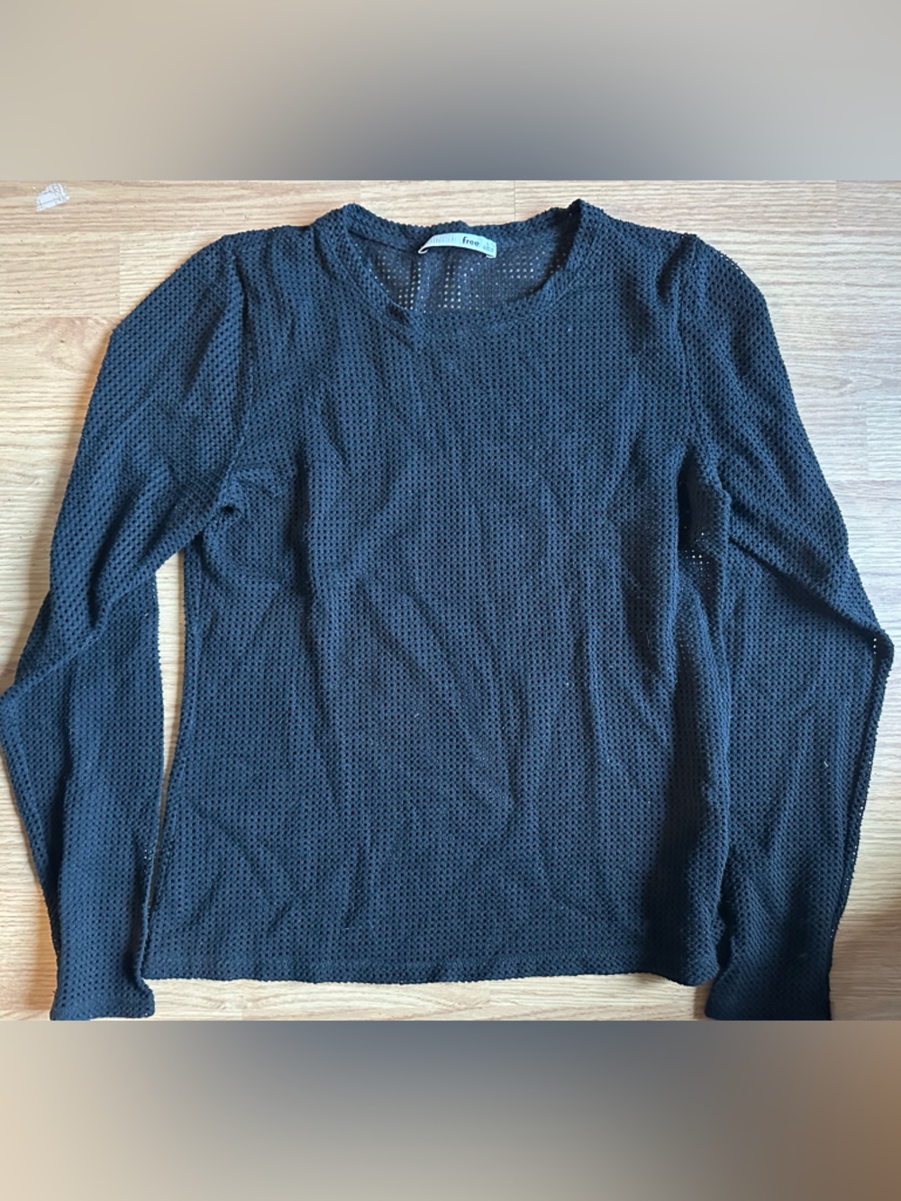 Wilfred Free Black Mesh Lightweight Knit Sweater Sz LG